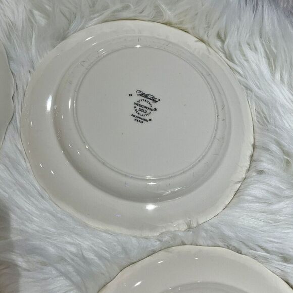 4 Wedgwood WILLIAMSBURG POTPOURRI 8.25" Rimmed Soup Bowls England Bird Lovers - Picture 10 of 12